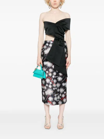 Alessandro Enriquez Fireworks-print Midi Skirt In Black