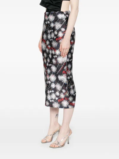 Alessandro Enriquez Fireworks-print Midi Skirt In Black