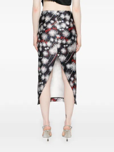 Alessandro Enriquez Fireworks-print Midi Skirt In Black