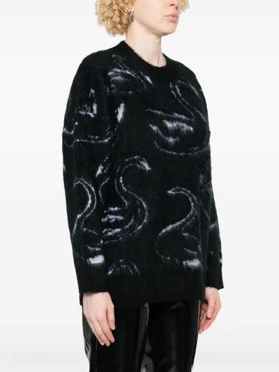 Msgm Patterned-jacquard Sweater In Black