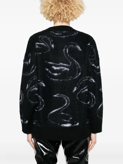 Msgm Patterned-jacquard Sweater In Black
