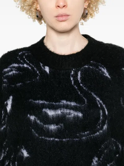 Msgm Patterned-jacquard Sweater In Black