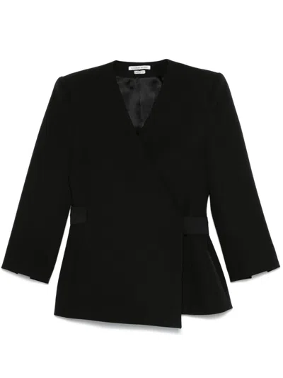 Shop Alessandro Vigilante Wrap-design Blazer In Black