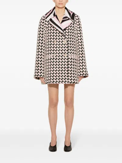 Pucci Iride-print Tweed Coat In Black
