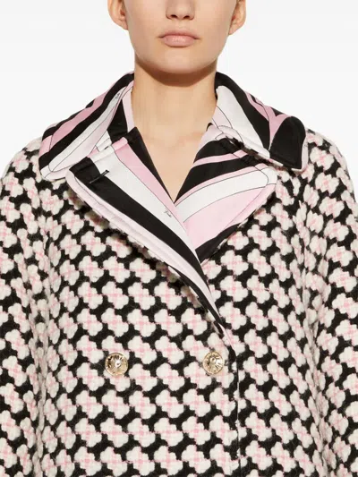 Pucci Iride-print Tweed Coat In Black