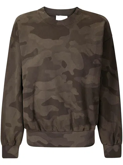 Aries Distressed Camouflage-print Sweatshirt In Brown