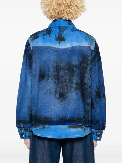 Avant Toi Abstract-print Overshirt In Blue