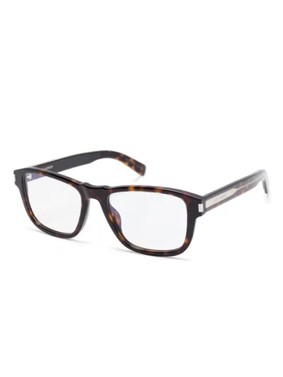 Saint Laurent Tortoiseshell-effect Glasses In Brown