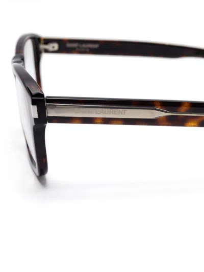 Saint Laurent Tortoiseshell-effect Glasses In Brown