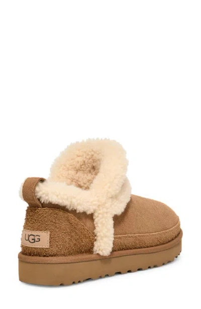 Ugg(r) Classic Ultra Mini Spillseam Genuine Shearling Bootie In Chestnut
