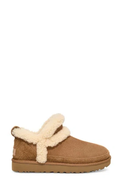 Ugg(r) Classic Ultra Mini Spillseam Genuine Shearling Bootie In Chestnut