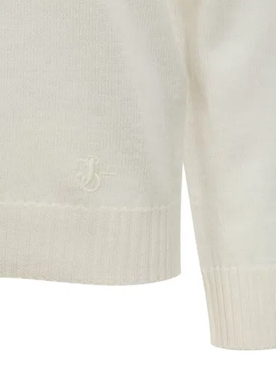 Shop Jil Sander Wool Sweater With Logo In Beige