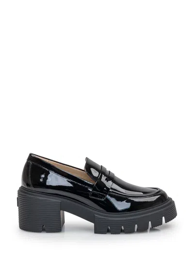 Stuart Weitzman Soho Glossed-leather Platform Loafers In Black