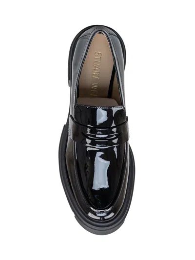 Stuart Weitzman Soho Glossed-leather Platform Loafers In Black