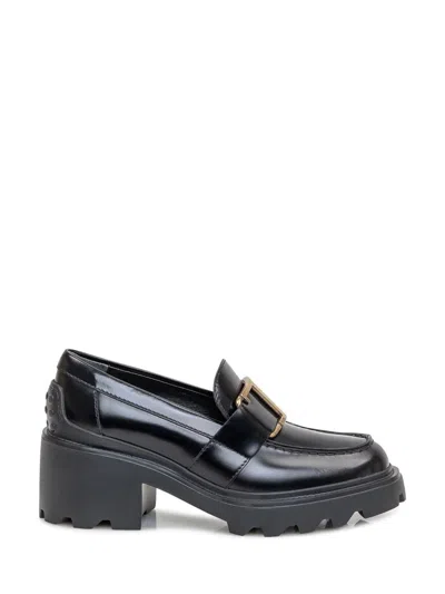 Shop Tod's Leather Moccasin In Black