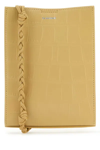 Jil Sander Beige Leather Small Tangle Shoulder Bag In Yellow