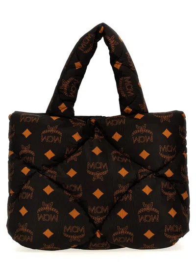 Mcm München Monogram Tote Bag In Black