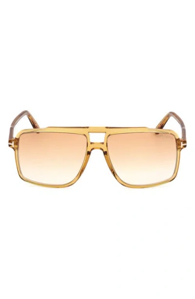 Tom Ford Kemp 59mm Navigator Sunglasses In Yellow