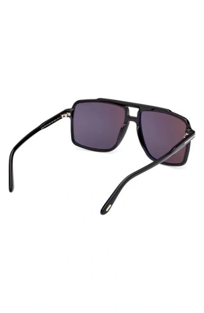 Tom Ford Eyewear Kemp Pilot Frame Sunglasses In Shiny Black/eco/smoke Lenses