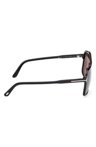 Tom Ford Eyewear Kemp Pilot Frame Sunglasses In Shiny Black/eco/smoke Lenses