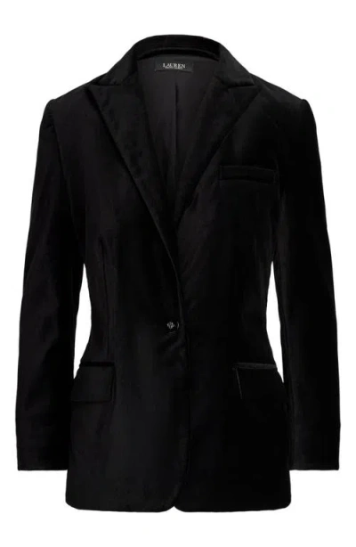 RALPH LAUREN LAUREN RALPH LAUREN STRETCH VELOUR BLAZER 