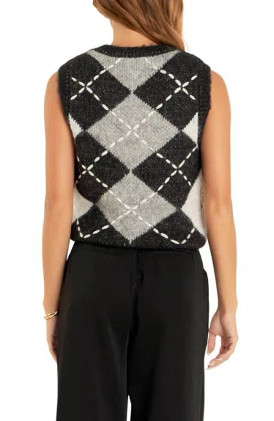 English Factory Argyle Sweater Vest In Black