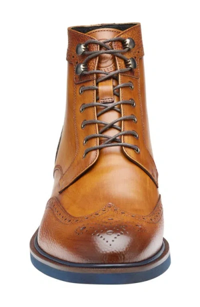 Johnston & Murphy Hartley Wingtip Boot In Tan Hand-stained It Calfskin