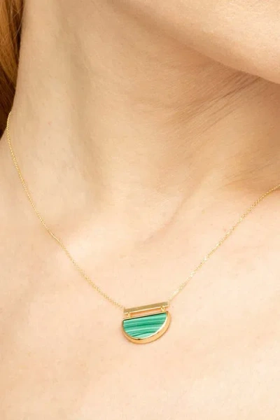 Oradina 14k Gold Better Half Necklace In Gold/green Malachite