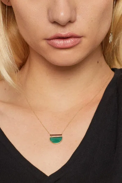 Oradina 14k Gold Better Half Necklace In Gold/green Malachite