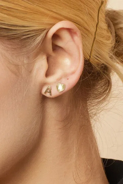 Oradina 14k Gold Initial Reaction Single Stud In Letter B