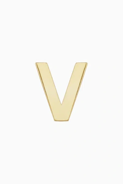 Oradina 14k Gold Initial Reaction Single Stud In Letter V