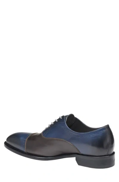 Johnston & Murphy Ellsworth Cap Toe Oxford In Navy/brown Italian Calfskin