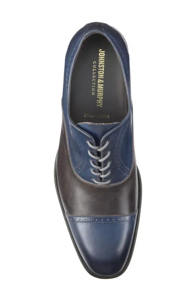 Johnston & Murphy Ellsworth Cap Toe Oxford In Navy/brown Italian Calfskin
