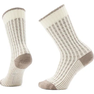 Smartwool Everyday Waffle Press Merino Wool Blend Crew Socks In Natural