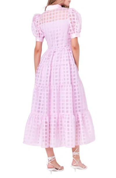 English Factory Grid Pattern Tiered Midi Shirtdress In Lilac