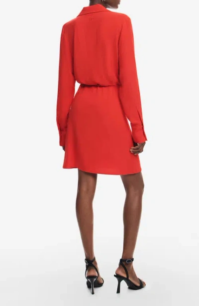 Desigual Detroit Long Sleeve Wrap Minidress In Red
