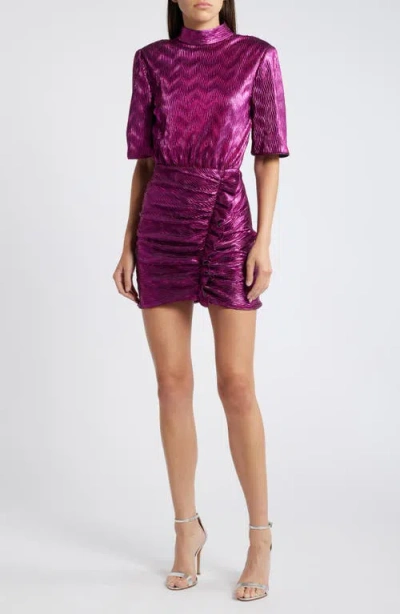 Shop Saylor Axelle Metallic Ruffle Minidress In Metallic Magenta