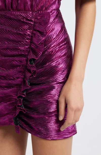 Saylor Axelle Metallic Ruffle Minidress In Metallic Magenta