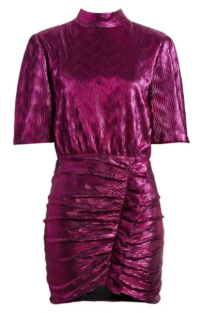 Saylor Axelle Metallic Ruffle Minidress In Metallic Magenta