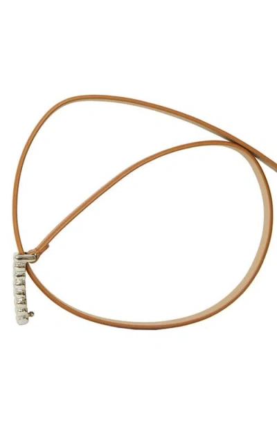 B-low The Belt Vesna Mini Leather Belt In Cuoio Silver