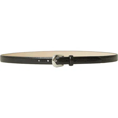 B-low The Belt Kennedy Mini Crocodile Print Leather Belt In Black Silver