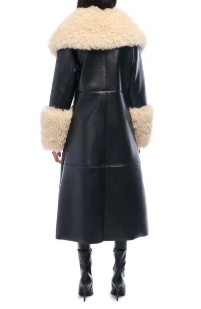 Azalea Wang Faux Fur Trench Coat In Black