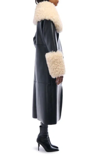 Azalea Wang Faux Fur Trench Coat In Black