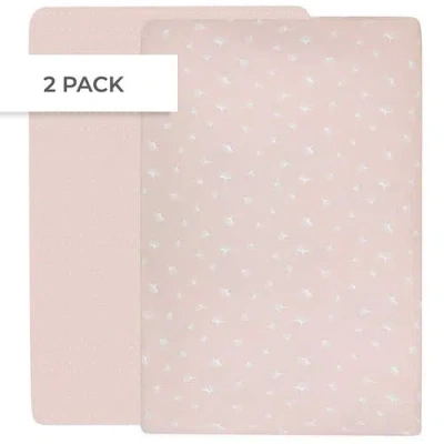 Crib Sheet Set Baby Fitted  2 Pack In Gingko & Pin Dot