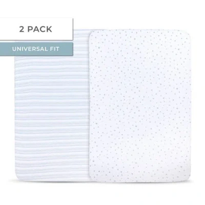 Crib Sheet Set Baby Fitted  2 Pack In Dusty Blue Stars