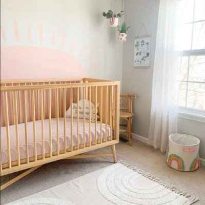 Crib Sheet Set Baby Fitted  2 Pack In Gingko & Pin Dot