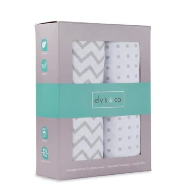 Crib Sheet Set Baby Fitted  2 Pack In Grey Chevron & Polka Dot