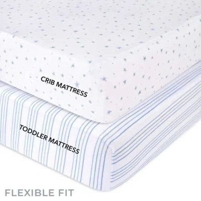 Crib Sheet Set Baby Fitted  2 Pack In Dusty Blue Stars