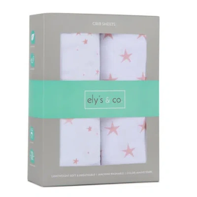Crib Sheet Set Baby Fitted  2 Pack In Mauve Pink Stars