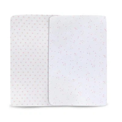 Crib Sheet Set Baby Fitted  2 Pack In Mauve Pink Stars